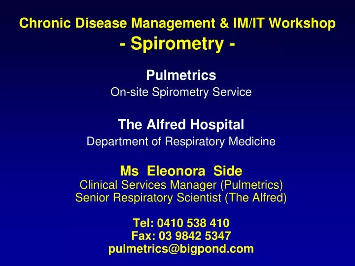 chronic disease management im it workshop spirometry