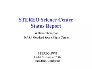 STEREO Science Center Status Report