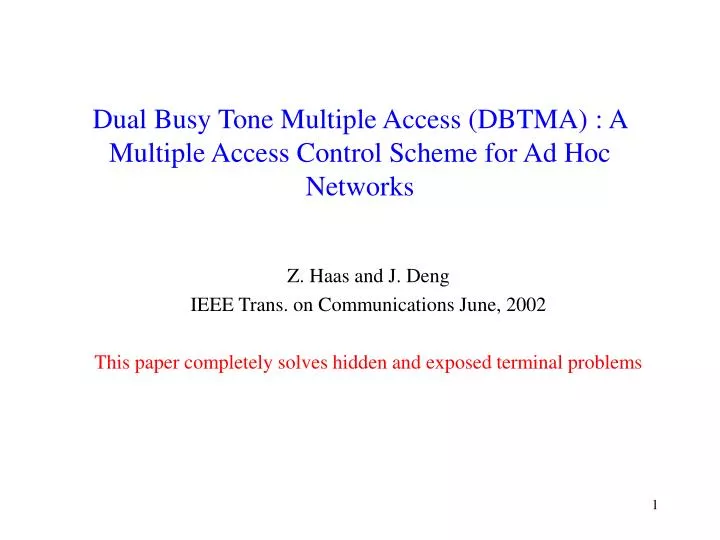 dual busy tone multiple access dbtma a multiple access control scheme for ad hoc networks