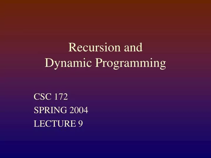 recursion and dynamic programming