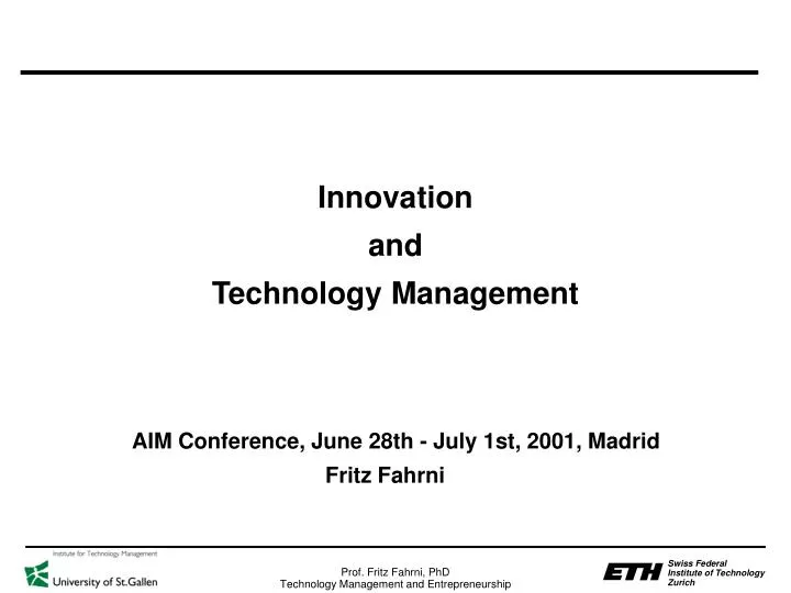 innovation and technology management