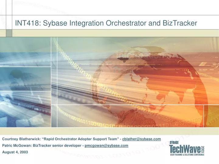 int418 sybase integration orchestrator and biztracker