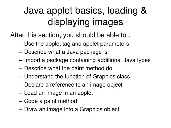 java applet basics loading displaying images