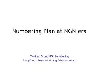 Numbering Plan at NGN era