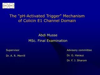 The &quot;pH-A c tivated Trigger&quot; Mechanism of Colicin E1 Channel Domain