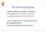 B Physics - slide 1