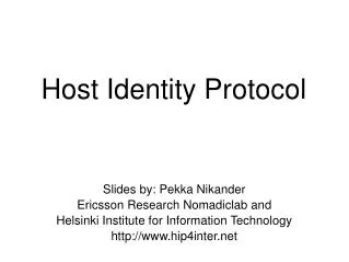 Host Identity Protocol
