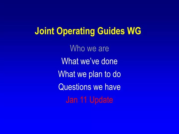 joint operating guides wg