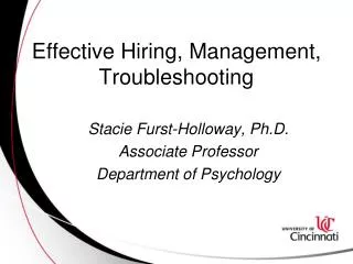 Effective Hiring, Management, Troubleshooting