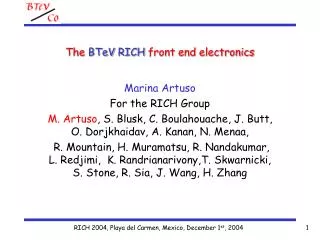 The BTeV RICH front end electronics