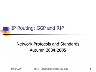 IP Routing: GGP and RIP