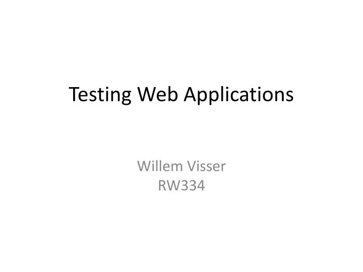 testing web applications