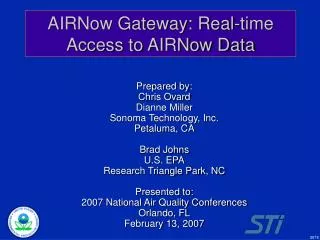 AIRNow Gateway: Real-time Access to AIRNow Data