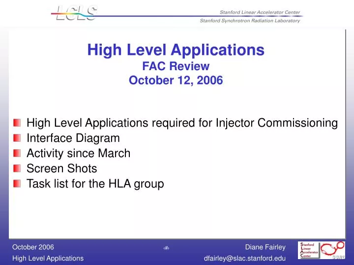 high level applications fac review october 12 2006