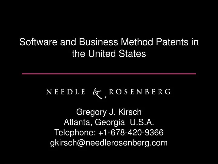 software and business method patents in the united states