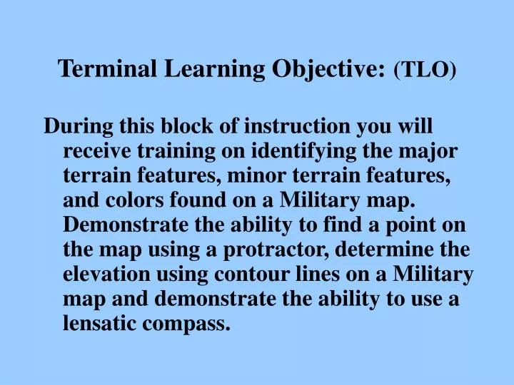 terminal learning objective tlo