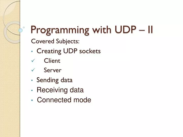 programming with udp ii