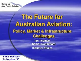 The Future for Australian Aviation : Policy, Market &amp; Infrastructure Challenges