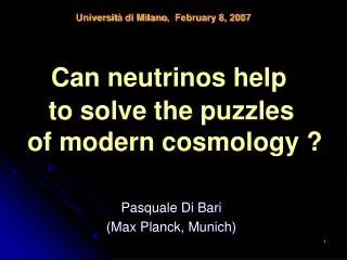 Pasquale Di Bari (Max Planck, Munich)