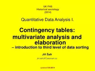 Quantitative Data Analysis I.