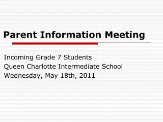 Parent Information Meeting