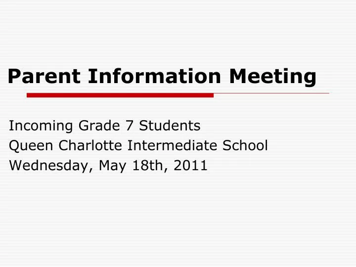 parent information meeting