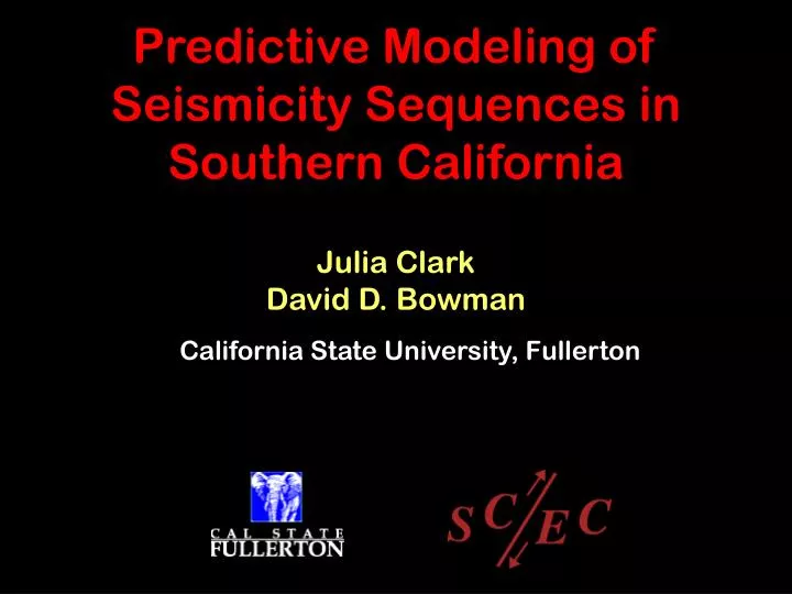predictive modeling of seismicity sequences in southern california