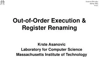 Out-of-Order Execution &amp; Register Renaming