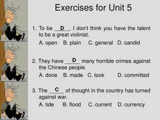 Exercises for Unit 5