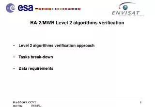 RA-2/MWR Level 2 algorithms verification