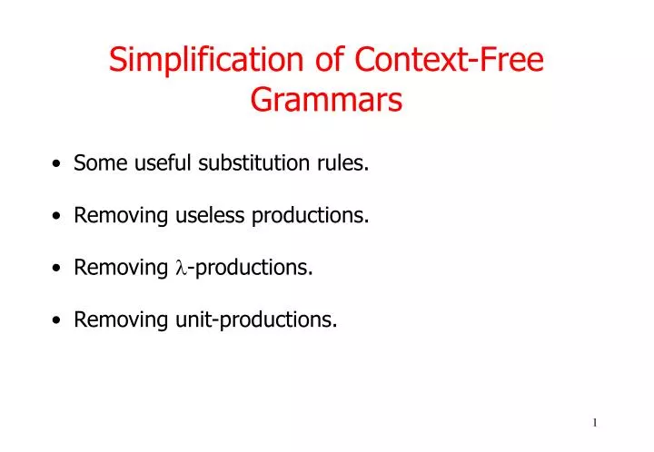 simplification of context free grammars