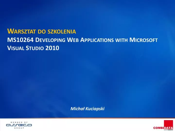 warsztat do szkolenia ms10264 developing web applications with microsoft visual studio 2010