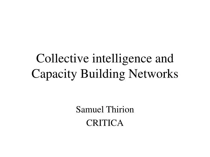 collective intelligence and capacity building networks