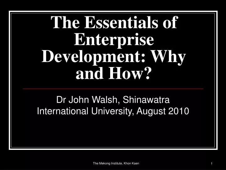 the essentials of enterprise development why and how