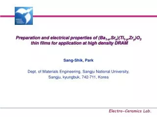 Preparation and electrical properties of (Ba 1-x ,Sr x )(Ti 1-y ,Zr y )O 3