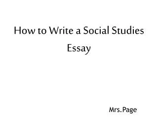 How to Write a Social Studies Essay