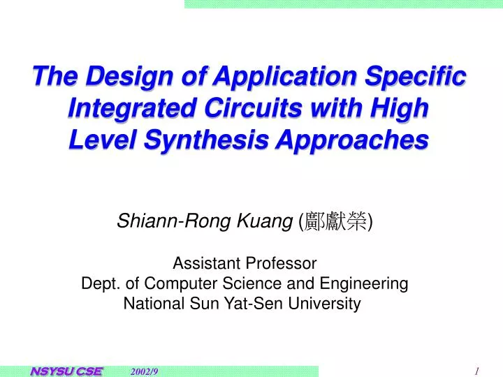 the design of application specific integrated circuits with high level synthesis approaches