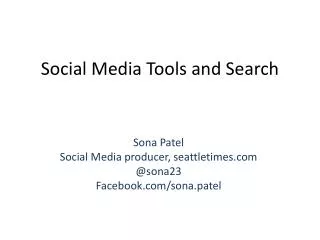 Social Media Tools and Search