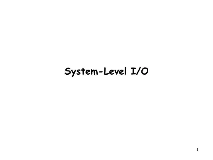 system level i o