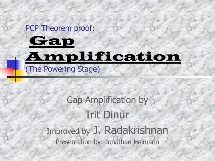 pcp theorem proof gap amplification the powering stage