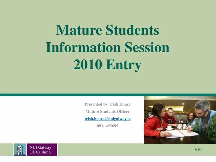 mature students information session 2010 entry