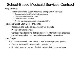 School-Based Medicaid Services Contract