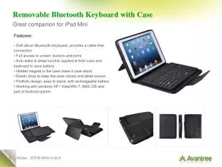 Removable Bluetooth Keyboard with Case