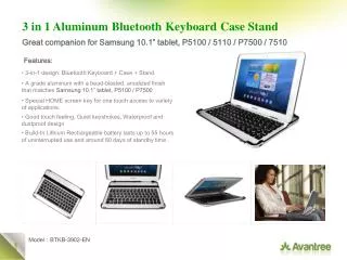 3 in 1 Aluminum Bluetooth Keyboard Case Stand
