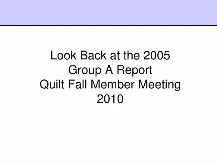 look back at the 2005 group a report quilt fall member meeting 2010