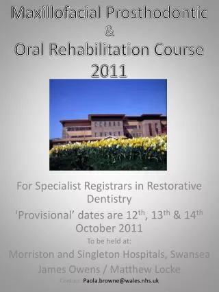 For Specialist Registrars in Restorative Dentistry