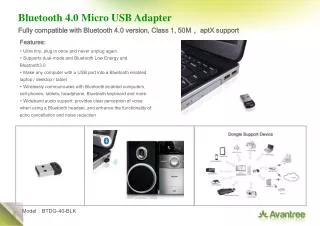 Bluetooth 4.0 Micro USB Adapter