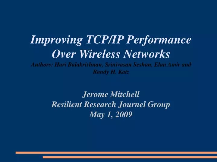 jerome mitchell resilient research journel group may 1 2009