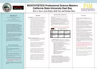 BIOSTATISTICS Professional Science Masters California State University East Bay