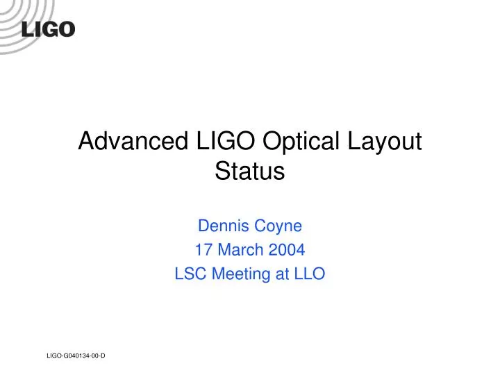 advanced ligo optical layout status